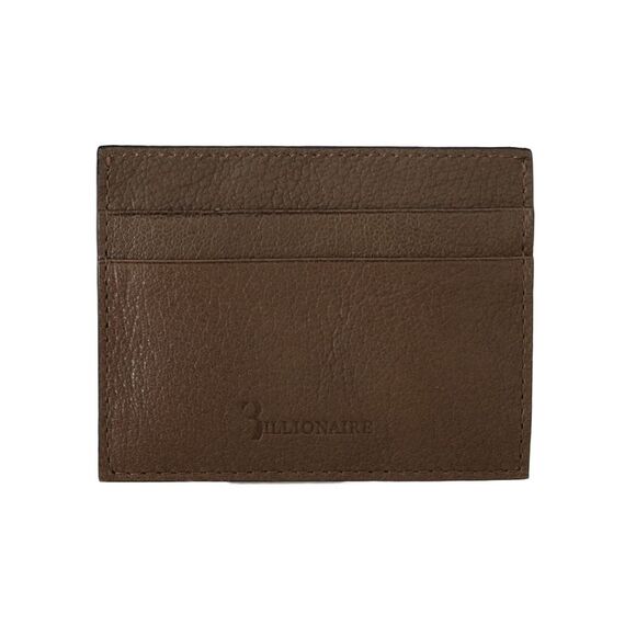 Billionaire Italian Couture Leather Card Holder Wallet Men Brown Wallets - Picture 3 of 6